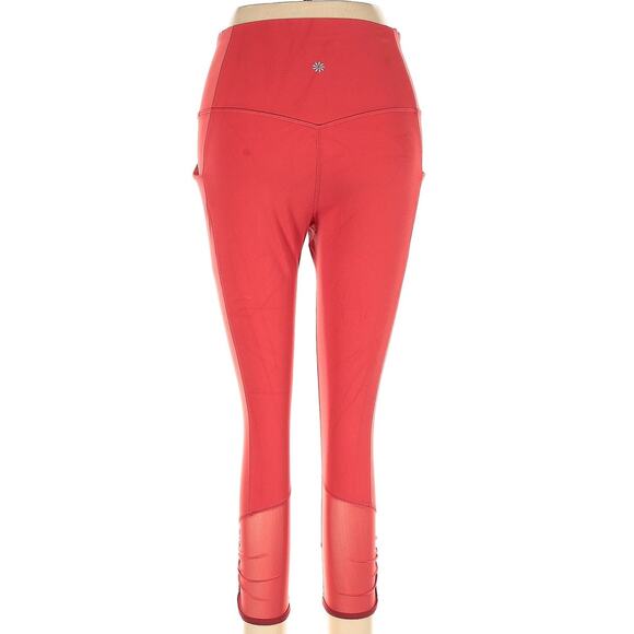 Athleta Women's High-Rise Crop Leggings w/ Mesh Panels - Size M Watermelon - Picture 4 of 9